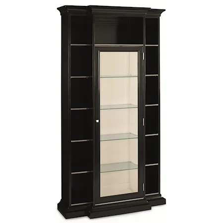 "Tall, Dark and Handsome" Open Storage Case with 13 Shelves and a Glass Door, Lighted Display Area